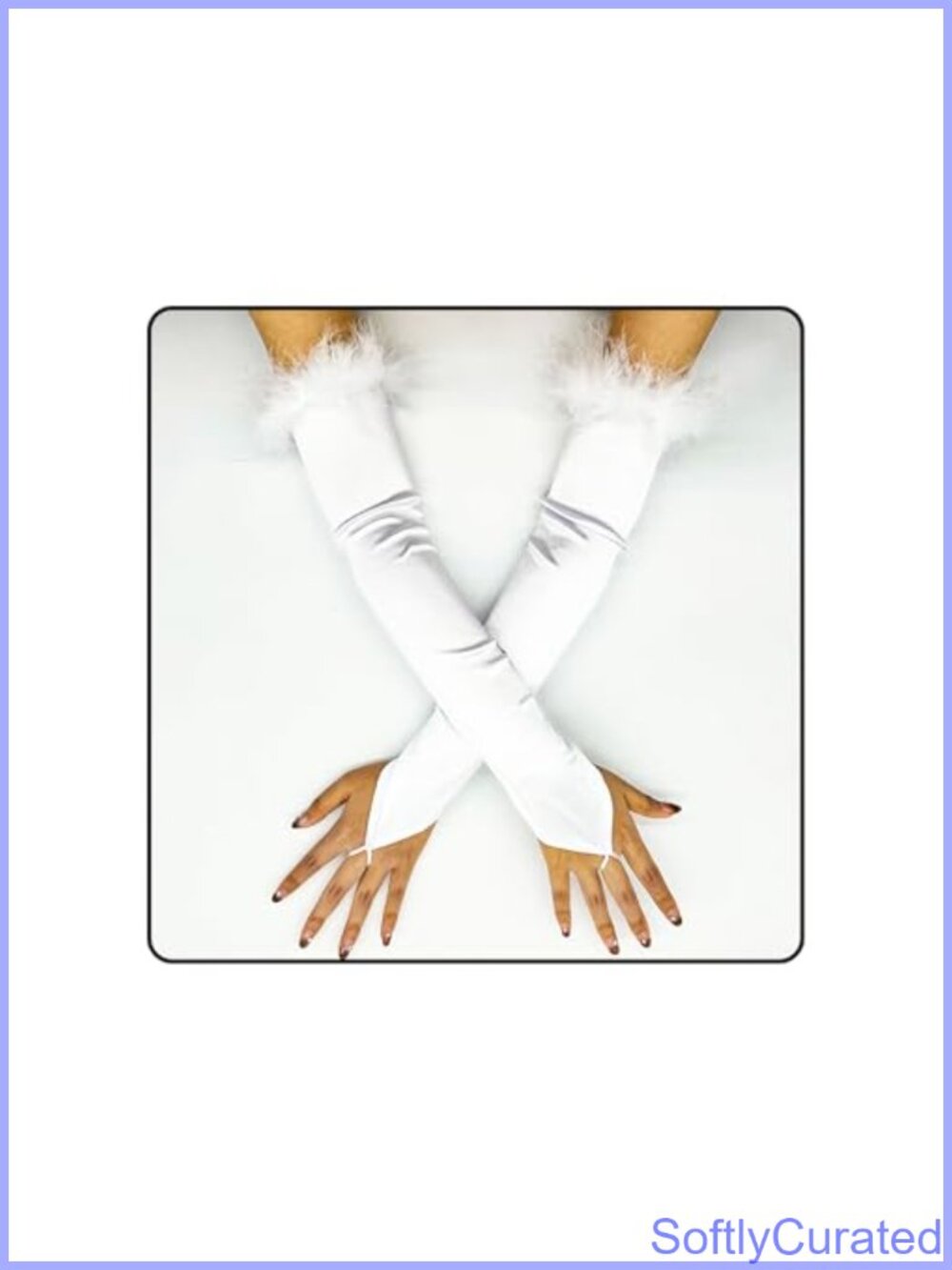 Fingerless Satin Feather Opera Gloves Elbow Length Costume Wedding